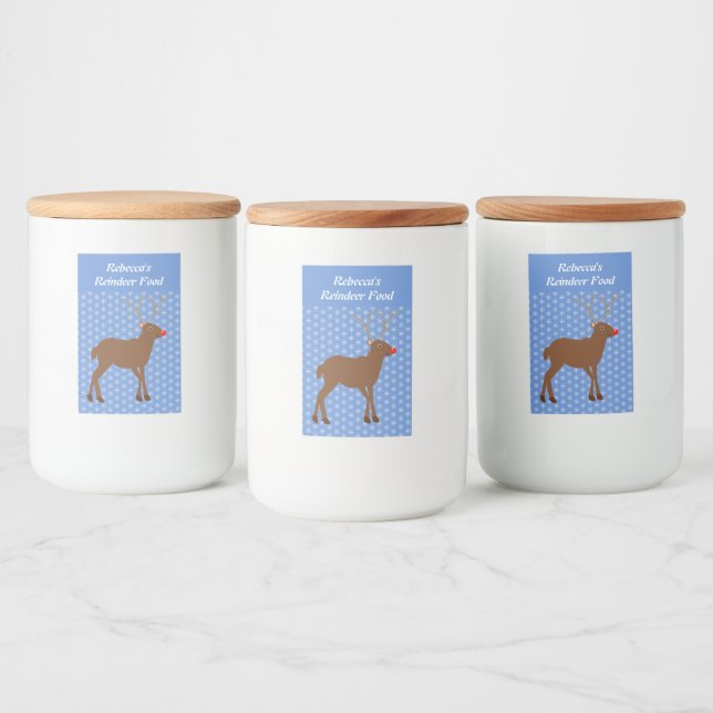 Cute Christmas Reindeer with Red Nose Custom Food Label (Bottles)