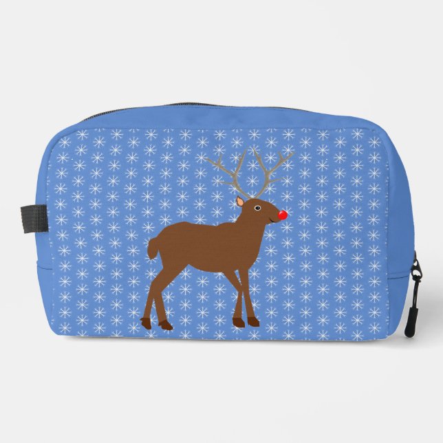 Cute Christmas Reindeer with Red Nose Dopp Kit (Front)