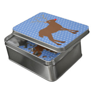 Cute Christmas Reindeer with Red Nose Jigsaw Puzzle