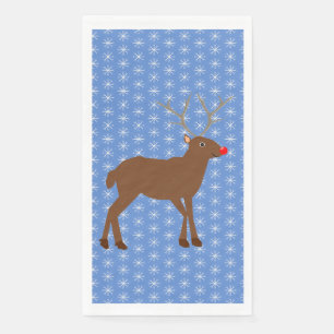 Cute Christmas Reindeer with Red Nose Paper Guest Towels