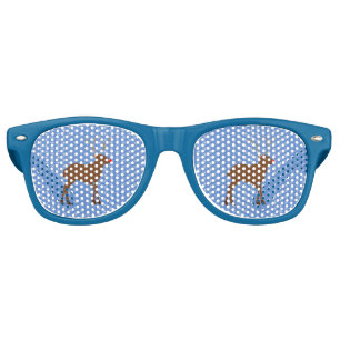 Cute Christmas Reindeer with Red Nose Retro Sunglasses