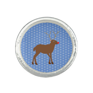 Cute Christmas Reindeer with Red Nose Ring