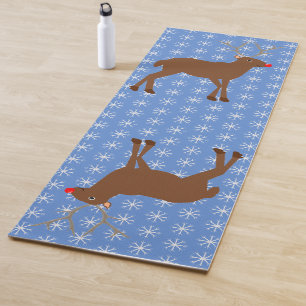 Cute Christmas Reindeer with Red Nose Yoga Mat
