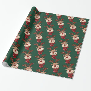 Cute Christmas Reindeer Wrapping Paper