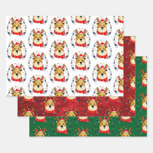 Cute Christmas Reindeer Wrapping Paper Sheets