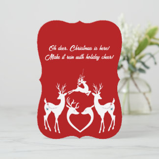 Cute Christmas Reindeers White Santa Helper Card