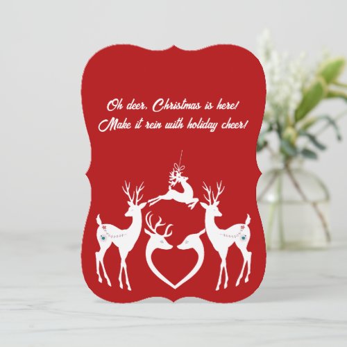  Cute Christmas Reindeers White Santa Helper Card 