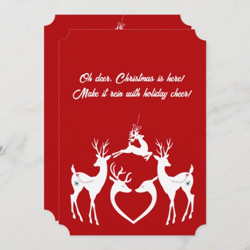  Cute Christmas Reindeers White Santa Helper Card 