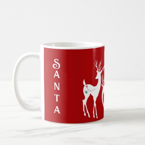 Cute Christmas Reindeers White Santa Helpers Funky Coffee Mug