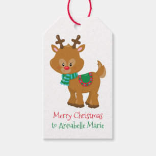 Cute Christmas Reinder Customized Kids Party Gift Tags