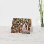 Cute Christmas Rescue Pitbull and America Bull Dog Holiday Card
