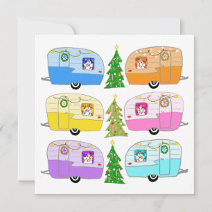 Cute Christmas Retro RV Trailers Xmas Holiday