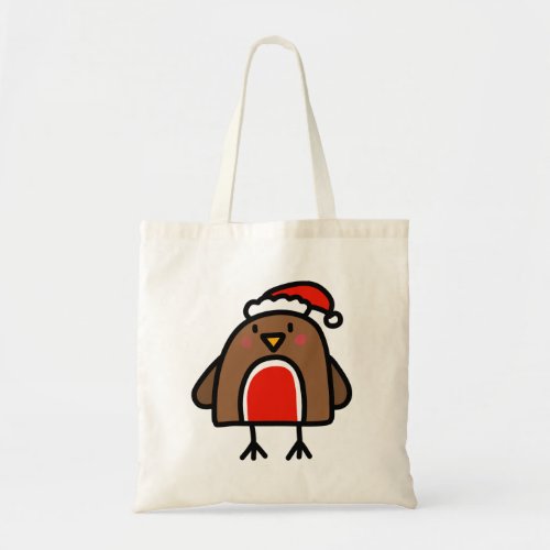 Cute Christmas Robin Doodle Cartoon Tote Bag