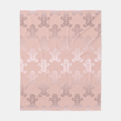 Cute Christmas Rose Gold Gingerbread Man Pattern Fleece Blanket