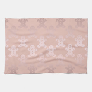 Cute Christmas Rose Gold Gingerbread Man Pattern Kitchen Towel