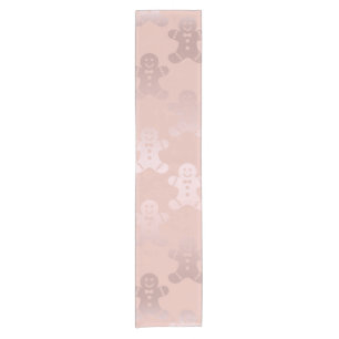 Cute Christmas Rose Gold Gingerbread Man Pattern Short Table Runner