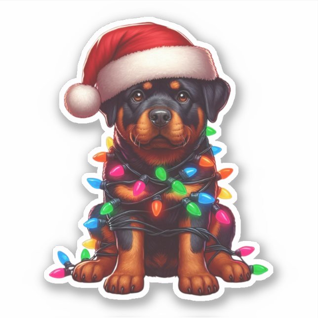 Cute Christmas Rottweiler  Sticker (Front)