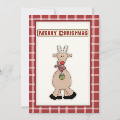 Cute Christmas Rudolf the Red Nose Reindeer Party Invitation