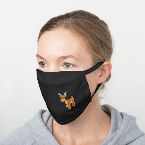 Cute Christmas Rudolph Black Cotton Face Mask