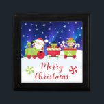 Cute Christmas Santa and Elf Train Gift Box<br><div class="desc">Celebrate the joy of the holiday season with this Merry Christmas Gift Box featuring a festive design with Santa Claus and his little helper elf on a train full of Christmas presents. The snow-covered scene and peppermint swirls add a touch of festive fun, making this gift box perfect for all...</div>