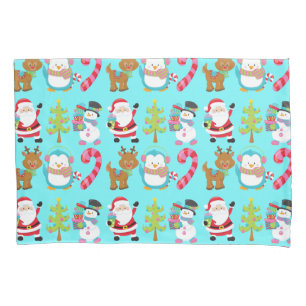 Cute Christmas Santa and Friends Pillow Case