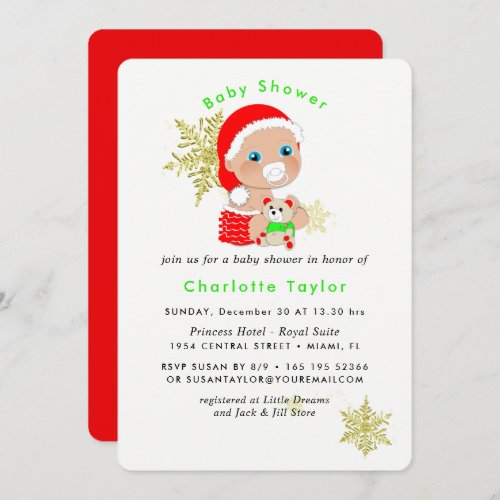 Cute Christmas Santa Baby Shower Invite