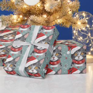 Cute Christmas Santa Cat Wrapping Paper
