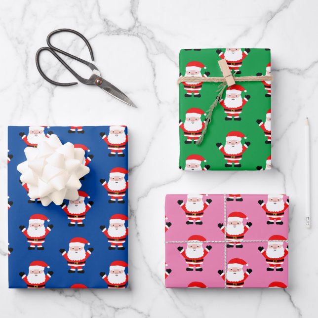Cute Christmas Santa Claus cartoon Wrapping Paper Sheets (Front)
