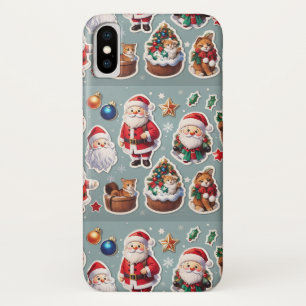 Cute Christmas Santa Claus & Holiday Pets Festive iPhone X Case