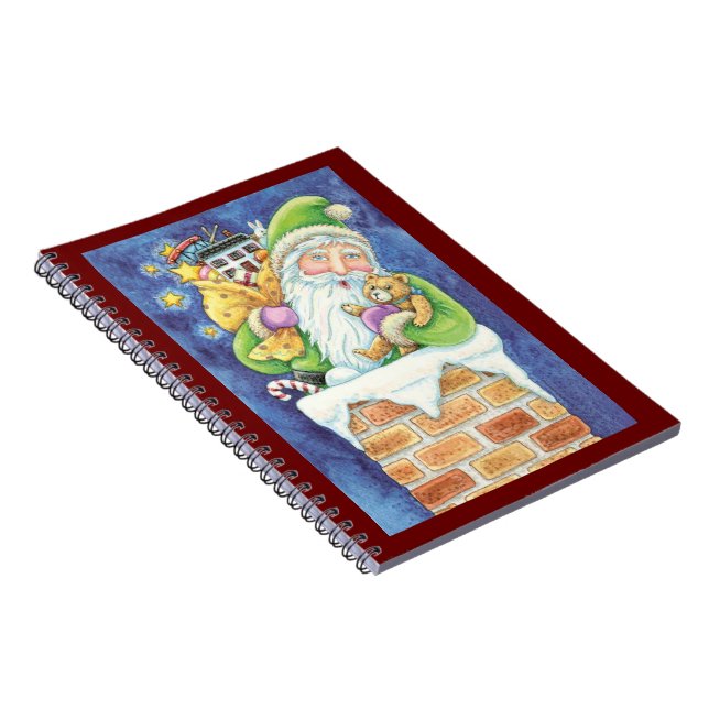 Cute Christmas, Santa Claus in Chimney with Toys Notebook (Right Side)