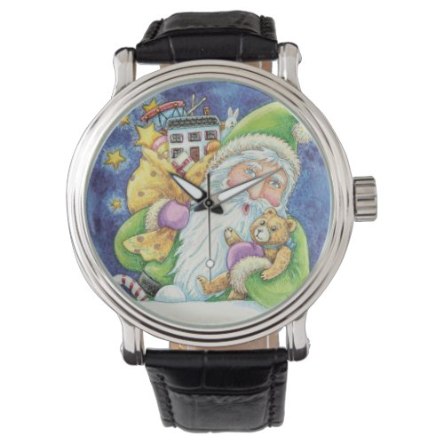 Cute Christmas Santa Claus in Chimney with Toys Watch