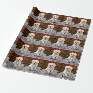 Cute Christmas Santa Claus Maltese Puppy Wrapping Paper