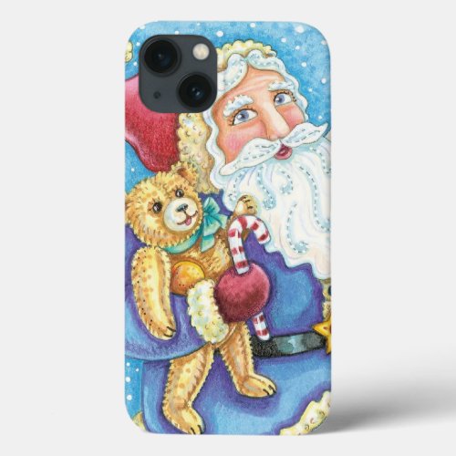Cute Christmas Santa Claus on Snowball with Toys iPhone 13 Case
