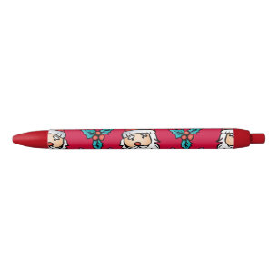 Cute Christmas Santa Claus Pattern Festive Red Ink Pen