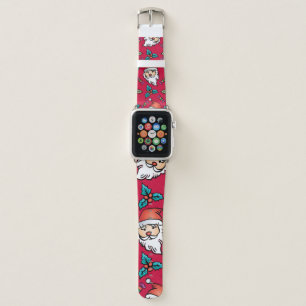 Cute Christmas Santa Claus Pattern Red Festive   Apple Watch Band