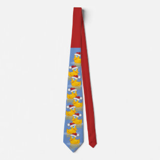 Cute Christmas Santa Claus Rubber Ducks Red Blue Neck Tie