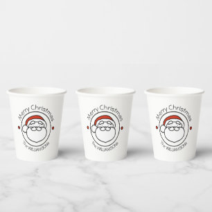 Cute Christmas Santa Claus with Red Hat Paper Cups