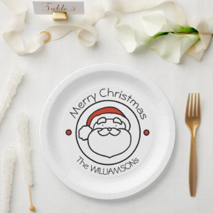 Cute Christmas Santa Claus with Red Hat Paper Plates