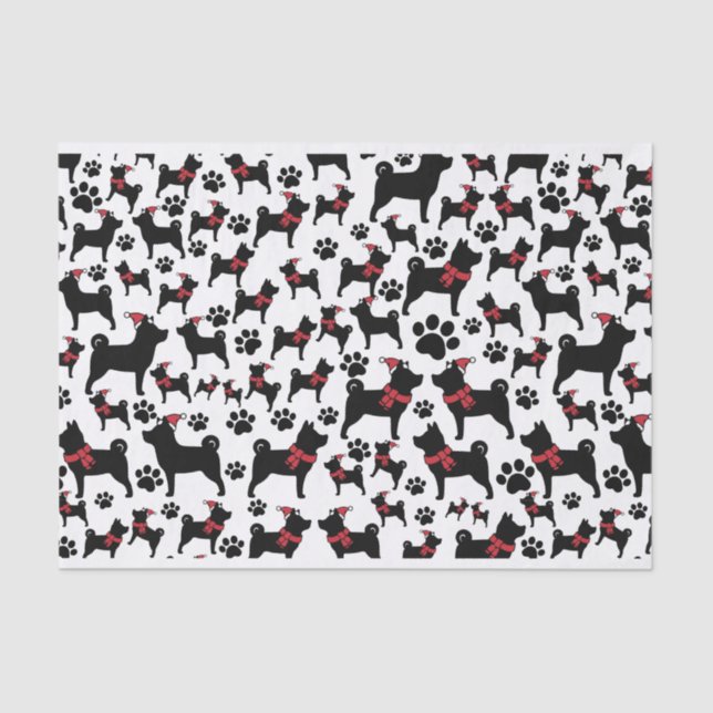 Cute Christmas Santa Dog Paws Tissue Paper (Front)
