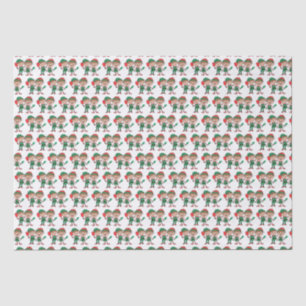 Cute Christmas Santa Elves Playing Pickleball Tissue Paper