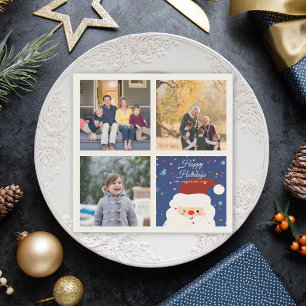 Cute Christmas Santa Family Photo Collage Holiday Napkins