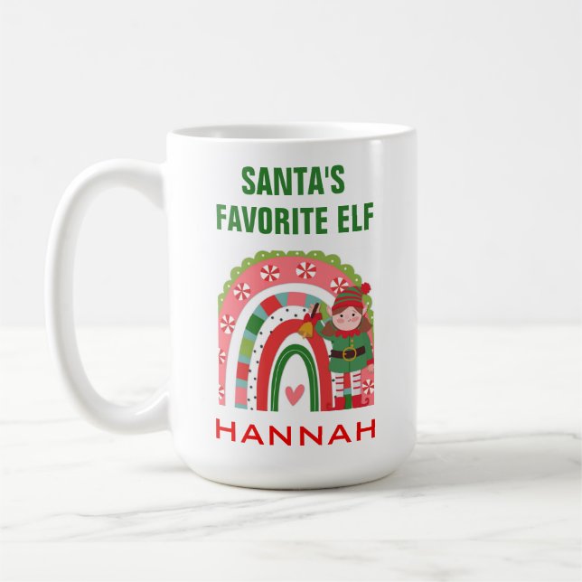Cute Christmas Santa Favorite Elf Coffee Mug (Left)