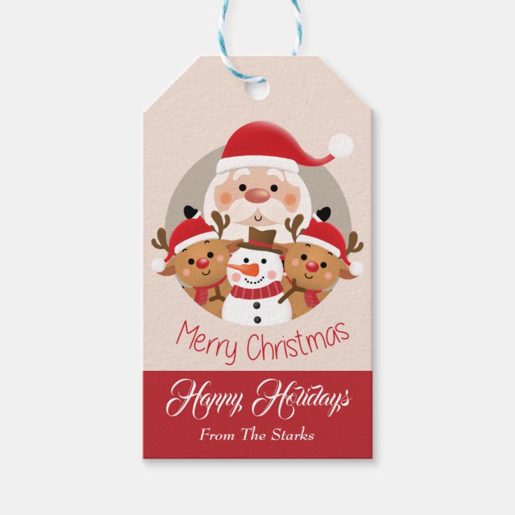 Cute Christmas Santa & Friends Gift Tags | Zazzle