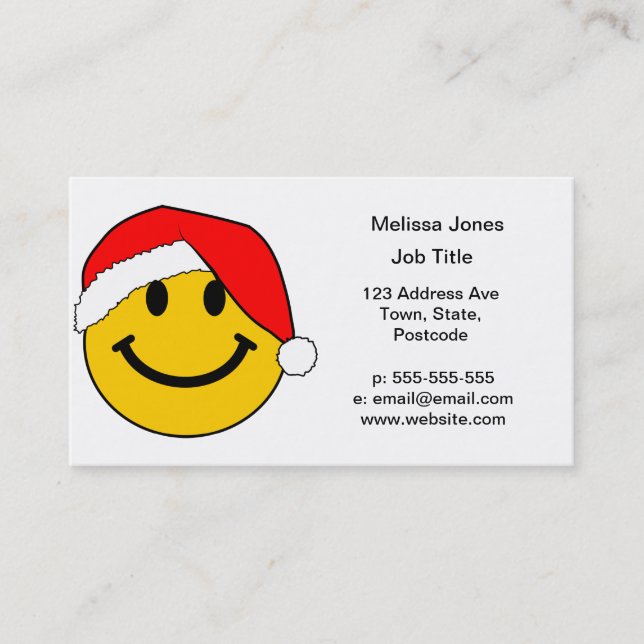 Cute Christmas Santa Happy Face Business Card (Front)