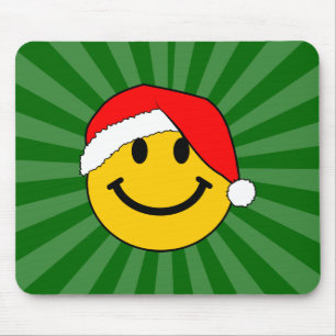 Cute Christmas Santa Happy Face Mouse Pad