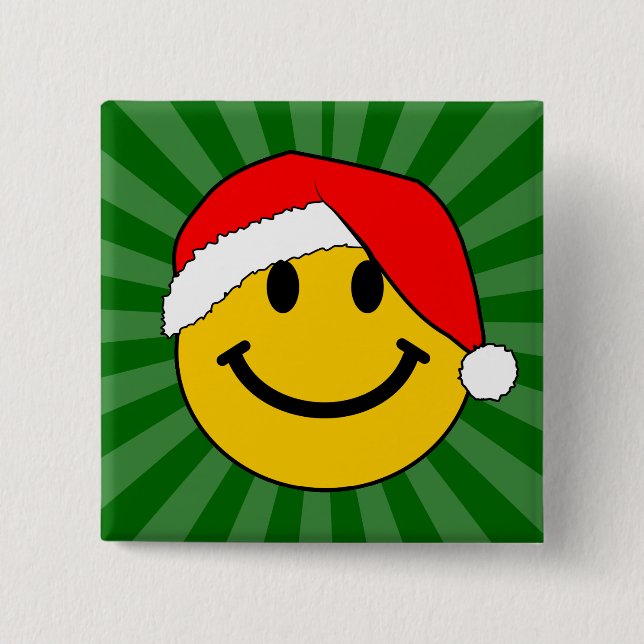 Cute Christmas Santa Happy Face Pinback Button (Front)