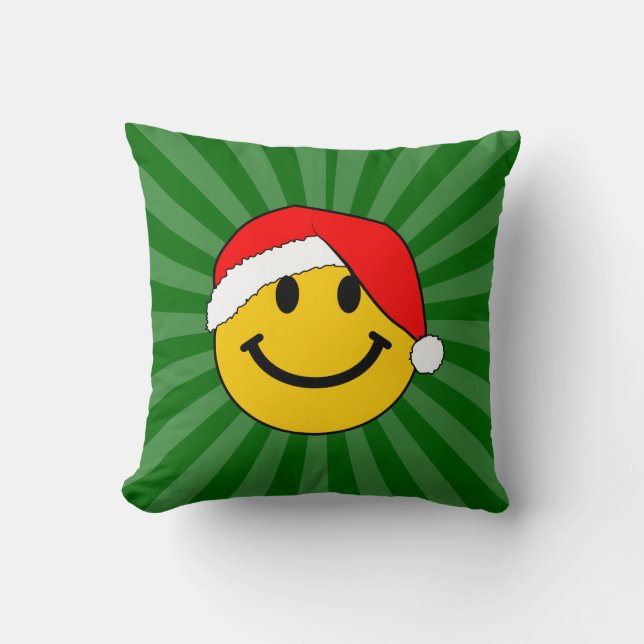 Cute Christmas Santa Happy Face Throw Pillow (Front)
