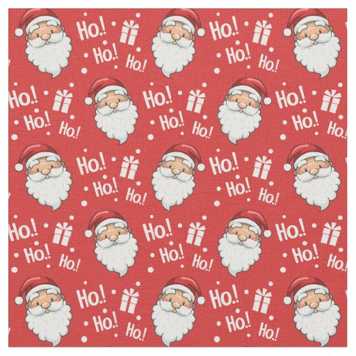 Cute Christmas Santa Ho Ho Ho Red White  Fabric