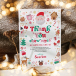 Cute Christmas Santa Kids Birthday Thank You Card<br><div class="desc">Express your heartfelt thanks this holiday season with our Christmas thank you card. This beautifully crafted card is adorned with a whimsical illustration of classic Christmas elements,  artistically rendered in a charming color scheme of red,  pink,  green and white.</div>