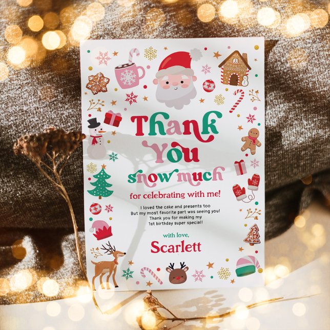 Cute Christmas Santa Kids Birthday Thank You Card (Creator Uploaded)